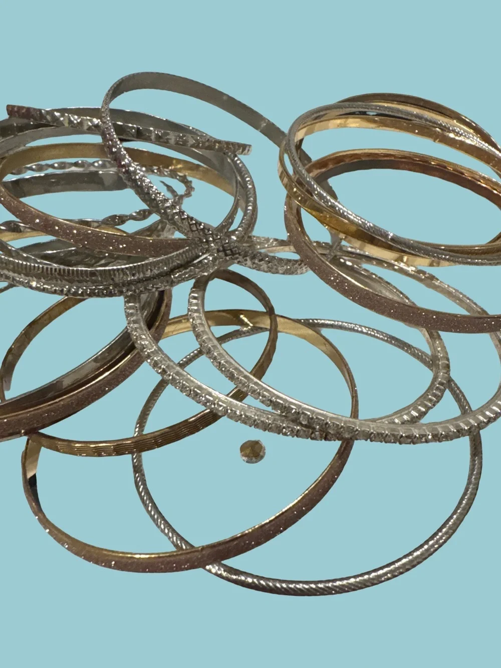 Gold and Silver Mixed Metal Bangle Set - Women's Jewelry